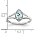 Sterling Silver Rhodium Plated Diamond & Aquamarine Marquise Ring - Birthstone Company