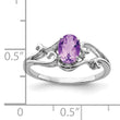 Sterling Silver Rhodium Plated Diamond and Amethyst Oval Ring - Birthstone Company