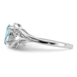 Sterling Silver Rhodium Plated Diamond & Aquamarine Oval Ring - Birthstone Company
