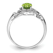 Sterling Silver Rhodium Plated Diamond and Peridot Oval Ring - Birthstone Company