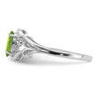 Sterling Silver Rhodium Plated Diamond and Peridot Oval Ring - Birthstone Company