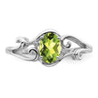 Sterling Silver Rhodium Plated Diamond and Peridot Oval Ring - Birthstone Company