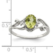 Sterling Silver Rhodium Plated Diamond and Peridot Oval Ring - Birthstone Company