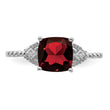 Sterling Silver Rhodium Plated Diamond and Garnet Ring - Birthstone Company
