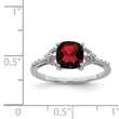 Sterling Silver Rhodium Plated Diamond and Garnet Ring - Birthstone Company