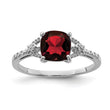Sterling Silver Rhodium Plated Diamond and Garnet Ring - Birthstone Company