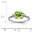 Sterling Silver Rhodium Plated Diamond and Peridot Ring