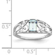 Sterling Silver Rhodium Plated Aquamarine Ring