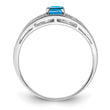Sterling Silver Rhodium Plated Sky Blue Topaz Ring