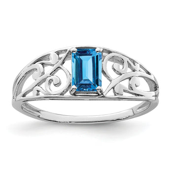Sterling Silver Rhodium Plated Sky Blue Topaz Ring - Birthstone Company