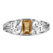 Sterling Silver Rhodium Plated Citrine Ring