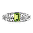 Sterling Silver Rhodium Plated Peridot Ring