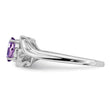 Sterling Silver Rhodium Plated Diamond & Amethyst Ring - Birthstone Company