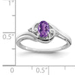 Sterling Silver Rhodium Plated Diamond & Amethyst Ring - Birthstone Company