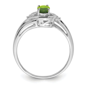 Sterling Silver Rhodium Plated Diamond & Peridot Ring