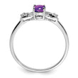Sterling Silver Rhodium Plated Diamond and Amethyst Oval Ring - Birthstone Company