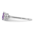 Sterling Silver Rhodium Plated Diamond and Amethyst Oval Ring - Birthstone Company