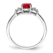 Sterling Silver Rhodium Plated Diamond and Ruby Ring