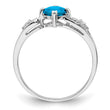 Sterling Silver Rhodium Plated Diamond and Sky Blue Topaz Cushion Ring - Birthstone Company