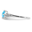 Sterling Silver Rhodium Plated Diamond and Sky Blue Topaz Cushion Ring - Birthstone Company
