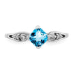 Sterling Silver Rhodium Plated Diamond and Sky Blue Topaz Cushion Ring - Birthstone Company