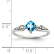 Sterling Silver Rhodium Plated Diamond and Sky Blue Topaz Cushion Ring - Birthstone Company
