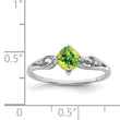 Sterling Silver Rhodium Plated Diamond and Peridot Cushion Ring