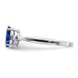Sterling Silver Rhodium Plated Diamond & Sapphire Oval Ring