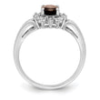 Sterling Silver Rhodium Diamond & Smoky Quartz Ring