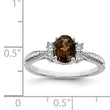 Sterling Silver Rhodium Diamond & Smoky Quartz Ring