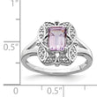 Sterling Silver Rhodium Diamond & Pink Quartz Ring