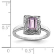 Sterling Silver Rhodium Diamond & Pink Quartz Ring