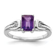 Sterling Silver Rhodium-plated Diamond & Amethyst Ring