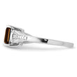 Sterling Silver Rhodium Diamond & Smoky Quartz Ring