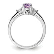 Sterling Silver Rhodium Diamond & Rose de France Ring