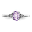 Sterling Silver Rhodium Diamond & Rose de France Ring