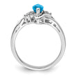 Sterling Silver Rhodium-Plated Diamond and Light Blue Topaz Ring - Birthstone Company
