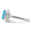 Sterling Silver Rhodium-Plated Diamond and Light Blue Topaz Ring - Birthstone Company
