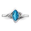 Sterling Silver Rhodium-Plated Diamond and Light Blue Topaz Ring - Birthstone Company