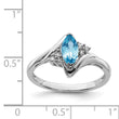 Sterling Silver Rhodium-Plated Diamond and Light Blue Topaz Ring - Birthstone Company