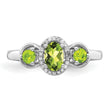 Sterling Silver Rhodium Peridot Diamond Ring