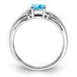Sterling Silver Rhodium Light Swiss Blue Topaz & Diamond Ring