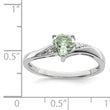 Sterling Silver Rhodium Green Quartz Diamond Ring