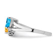 Sterling Silver Rhodium Blue Topaz & Citrine Diamond Ring