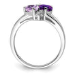 Sterling Silver Rhodium-plated Amethyst & Pink Quartz & Diamond Ring - Birthstone Company