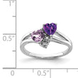 Sterling Silver Rhodium-plated Amethyst & Pink Quartz & Diamond Ring - Birthstone Company