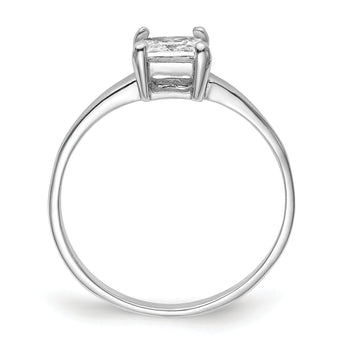 Sterling Silver Rhodium-plated Solitaire Princess CZ Ring
