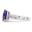 Sterling Silver Rhodium-plated Diamond and Amethyst Ring, Size 9 - Birthstone Company