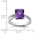 Sterling Silver Rhodium-plated Diamond and Amethyst Ring, Size 9 - Birthstone Company