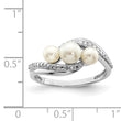 Sterling Silver Rhodium Plated Diamond and Fresh Water Cultured Pearl Ring